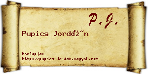 Pupics Jordán névjegykártya
